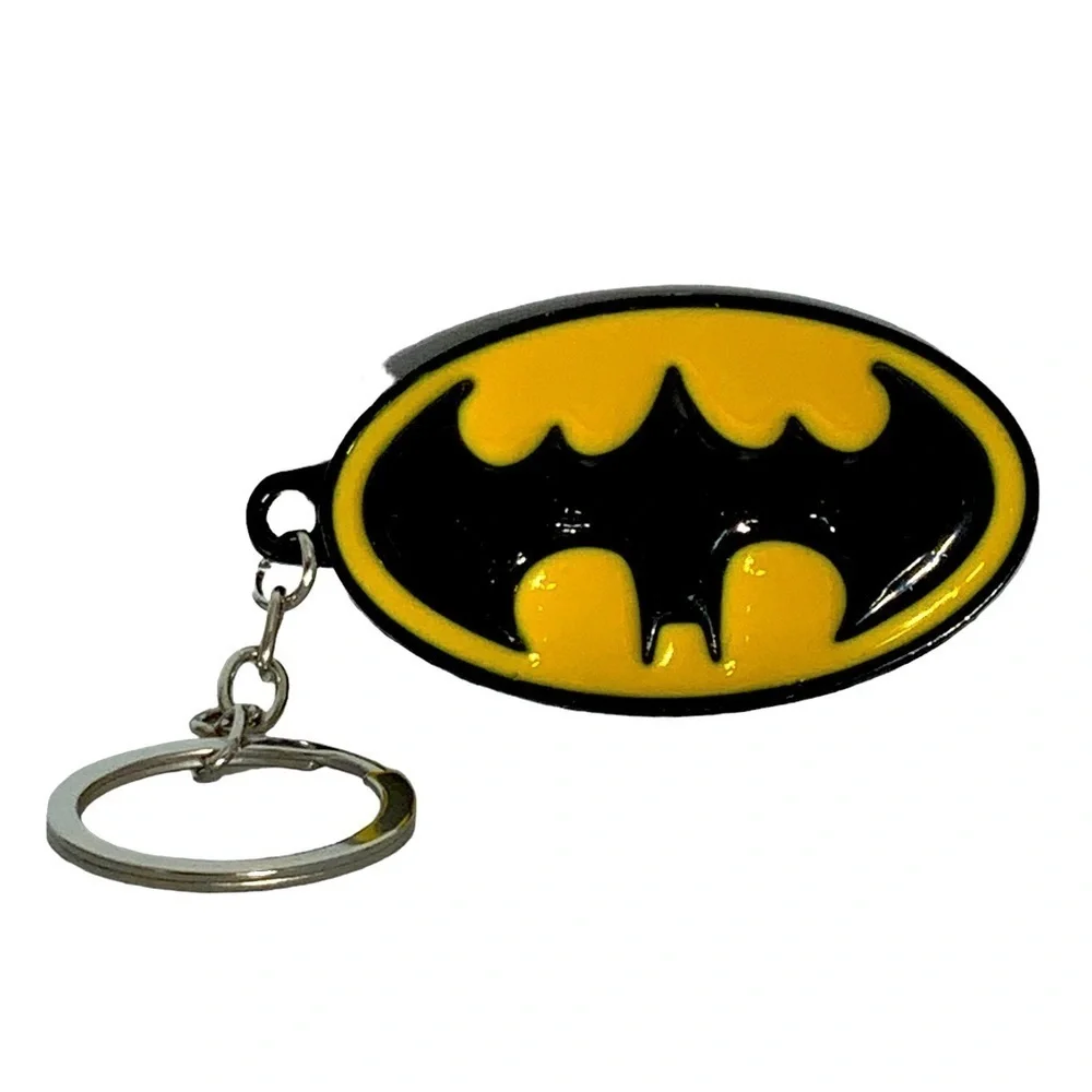 Batman Keychain DC Comics Split Key Ring Glossy Enameled Metal and Gift Pouch